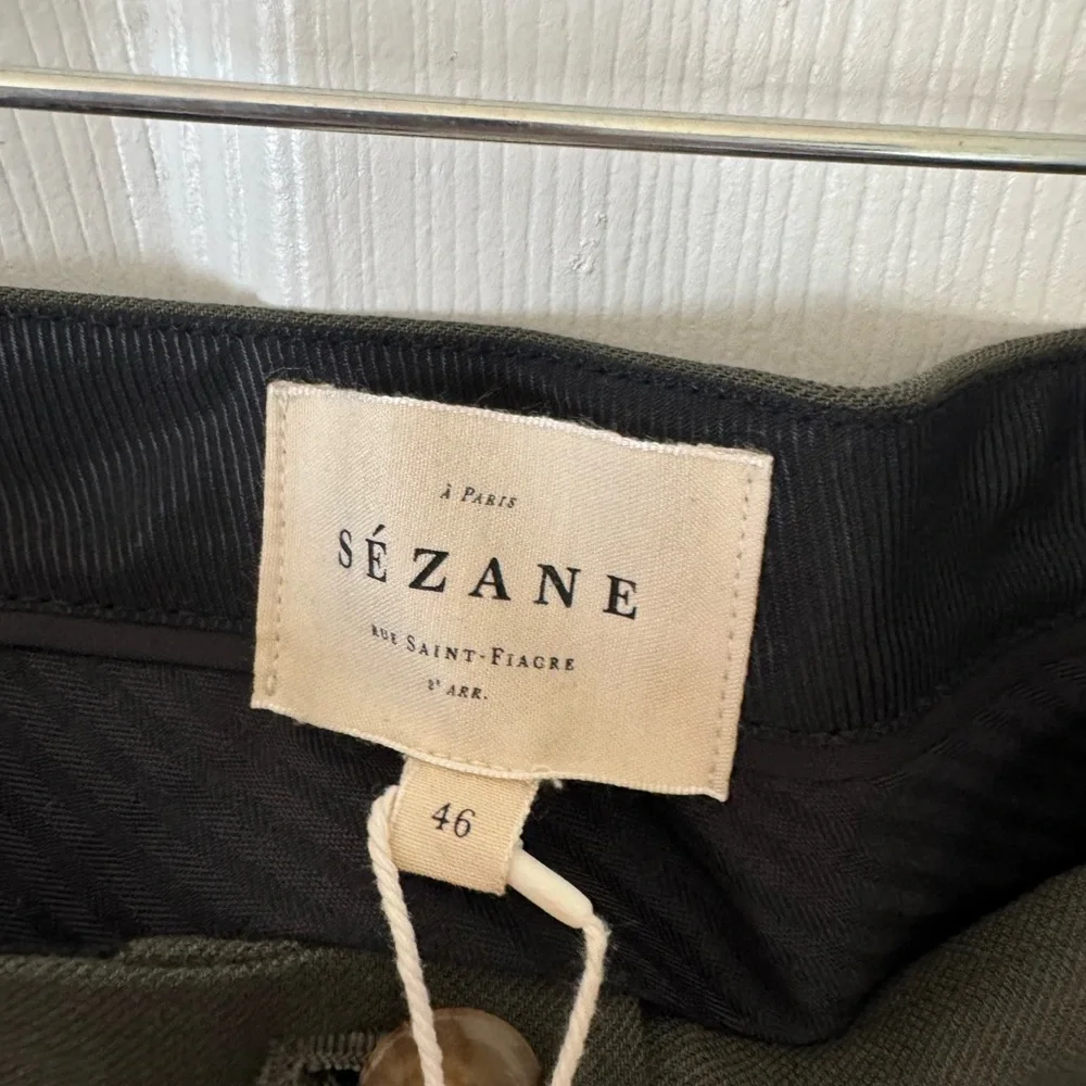 Sezane Women's NWT Cesar Olive Wide Leg trousers - Picture 4 of 8